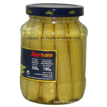 Health Food 370ml Canned Baby Corn in Glass Bottle